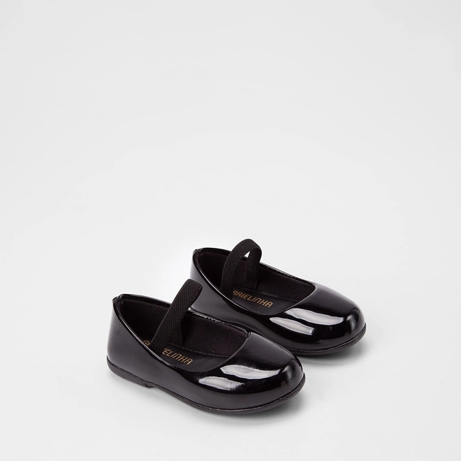Sapatilha Boneca Bebê Gabrielinha Verniz Preto