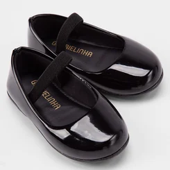 Sapatilha Boneca Bebê Gabrielinha Verniz Preto