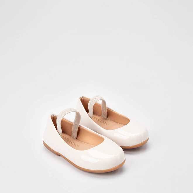 Sapatilha Boneca Bebê Gabrielinha Verniz Off White