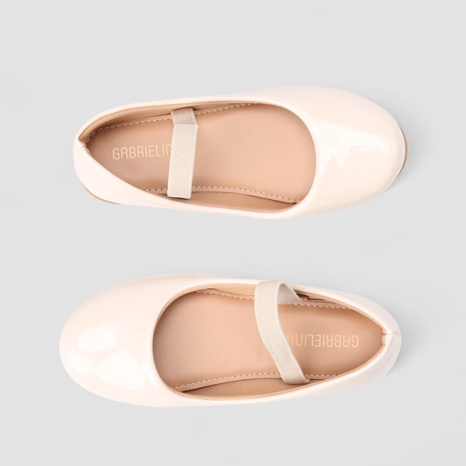 Sapatilha Boneca Infantil Gabrielinha Tira Elástico Verniz Off White