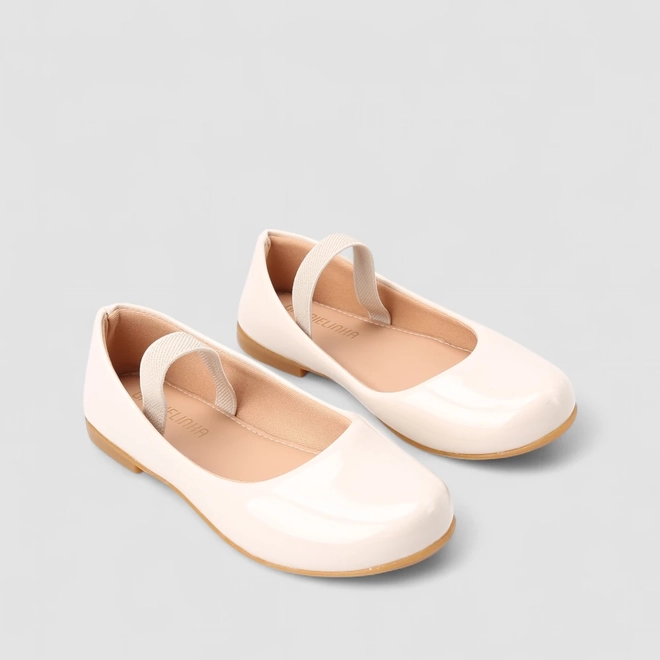 Sapatilha Boneca Infantil Gabrielinha Tira Elástico Verniz Off White