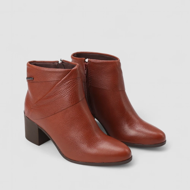 Ankle boot Feminina Bottero Original Em Couro Caramelo