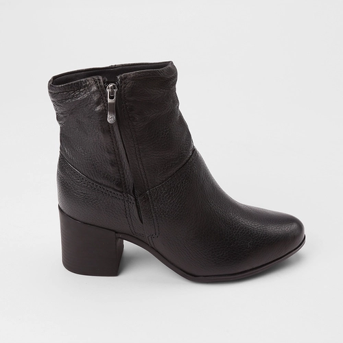 Ankle Boot Feminina Bottero Original Couro Salto Bloco Preto