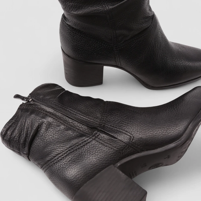 Ankle Boot Feminina Bottero Original Couro Salto Bloco Preto