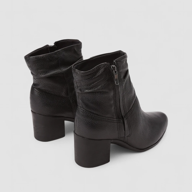 Ankle Boot Feminina Bottero Original Couro Salto Bloco Preto