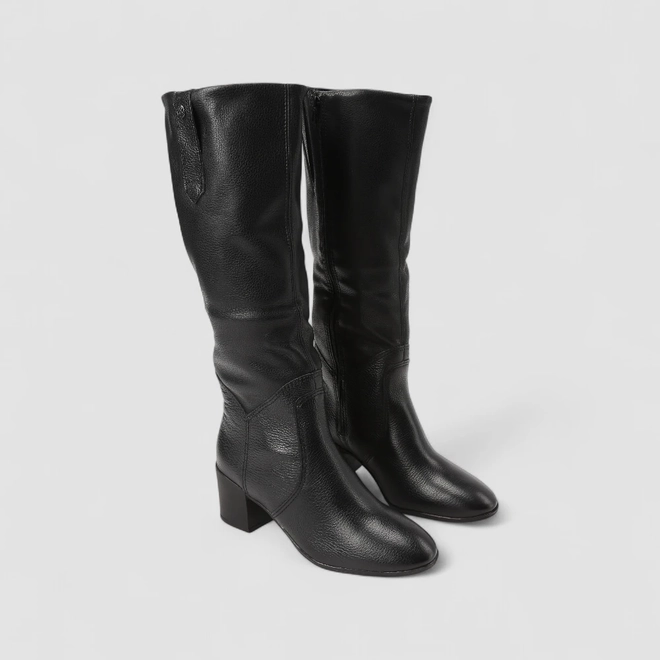 Bota Feminina Bottero Original Cano Alto Couro Detalhe Tira Preto