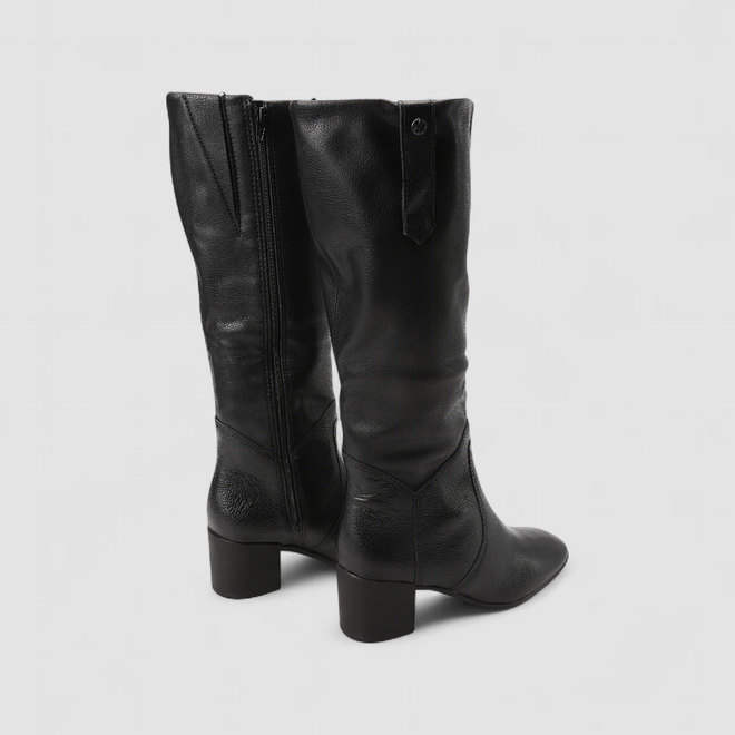 Bota Feminina Bottero Original Cano Alto Couro Detalhe Tira Preto