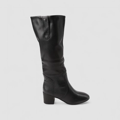 Bota Feminina Bottero Original Cano Alto Couro Detalhe Tira Preto