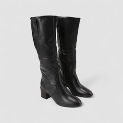 Bota Feminina Bottero Original Cano Alto Couro Detalhe Tira Preto