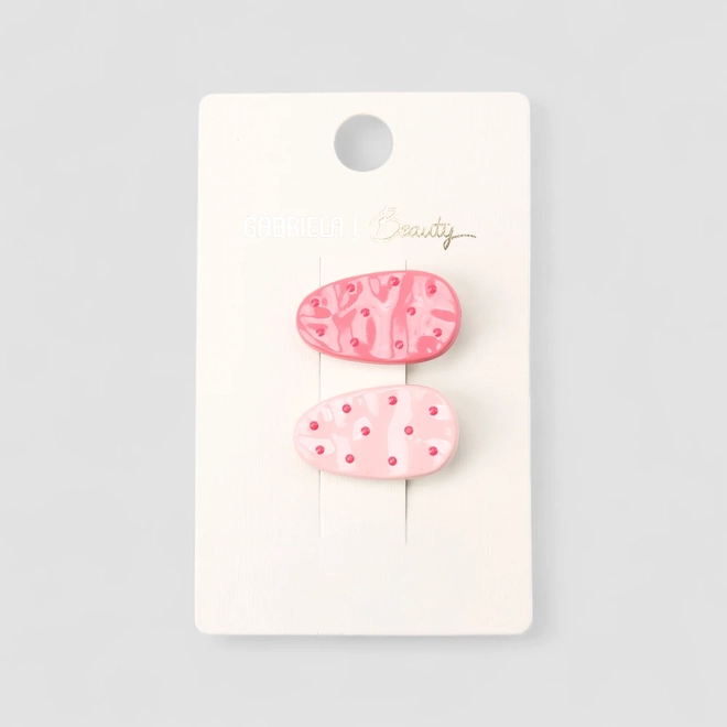 Kit 2 Prendedores De Cabelo STZ Detalhe Bolinhas Rosa