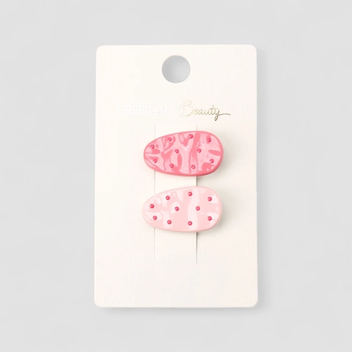 Kit 2 Prendedores De Cabelo STZ Detalhe Bolinhas Rosa