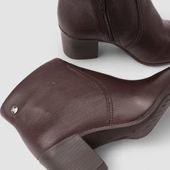 Ankle Boot Feminina Bottero Original Salto Bloco Couro Marrom