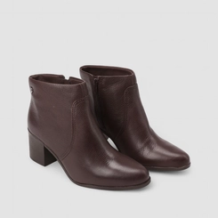 Ankle Boot Feminina Bottero Original Salto Bloco Couro Marrom
