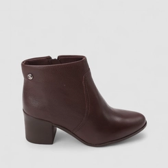Ankle Boot Feminina Bottero Original Salto Bloco Couro Marrom