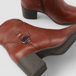 Ankle Boot Feminina Bottero Original Em Couro Salto Bloco Marrom