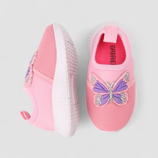 Slip On Infantil Gabrielinha Calce Fácil Borboleta Rosa