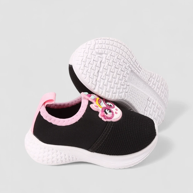 Slip On Infantil Gabrielinha Unicórnio Calce Fácil Preto