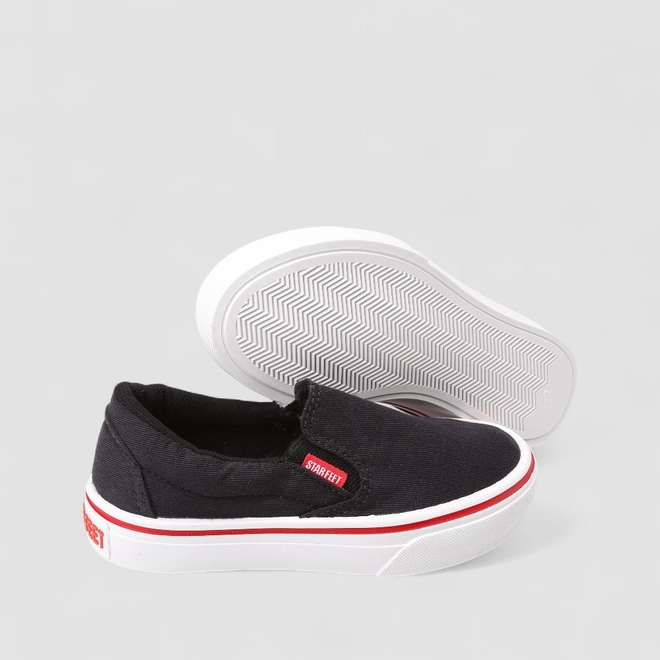 Slip On Infantil Star Feet Calce Fácil Preto