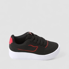 Tênis Casual Infantil Vertus Detalhe Vermelho Preto