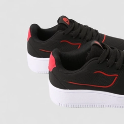 Tênis Casual Infantil Vertus Detalhe Vermelho Preto