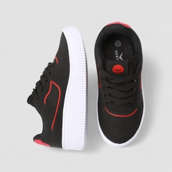 Tênis Casual Infantil Vertus Detalhe Vermelho Preto