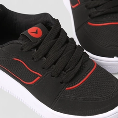 Tênis Casual Infantil Vertus Detalhe Vermelho Preto
