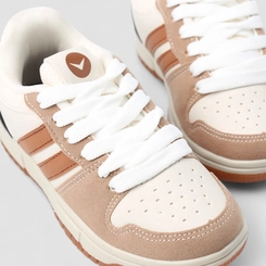 Tênis Casual Infantil Vertus Camurça Branco & Caramelo