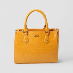 Bolsa Sacthel Gabriela Média Textura Croco Amarelo