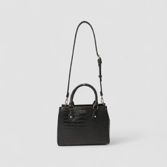 Bolsa Sacthel Gabriela Média Textura Croco Preto