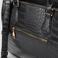 Bolsa Sacthel Gabriela Média Textura Croco Preto