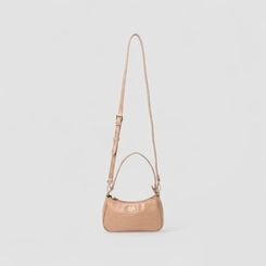 Bolsa Transversal Gabriela Pequena Textura Croco Bege