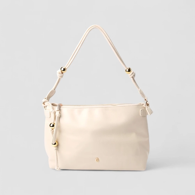 Bolsa De Ombro Gabriela Média Detalhe Esferas Off White