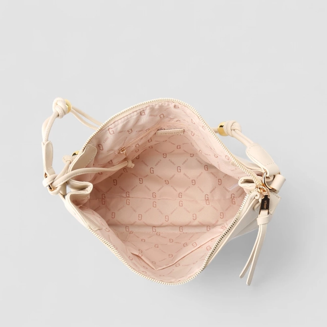 Bolsa De Ombro Gabriela Média Detalhe Esferas Off White