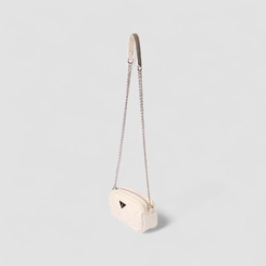 Bolsa Camera Bag Gabriela Pequena Alça Corrente Matelassê Off White