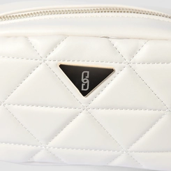 Bolsa Camera Bag Gabriela Pequena Alça Corrente Matelassê Off White