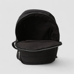 Mochila Feminina Vertus Média Puffer Bolso Frontal Preta