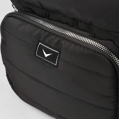 Mochila Feminina Vertus Média Puffer Bolso Frontal Preta