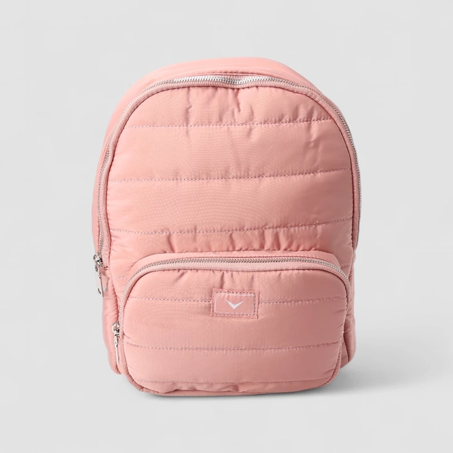 Mochila Feminina Vertus Média Puffer Bolso Frontal Rosa