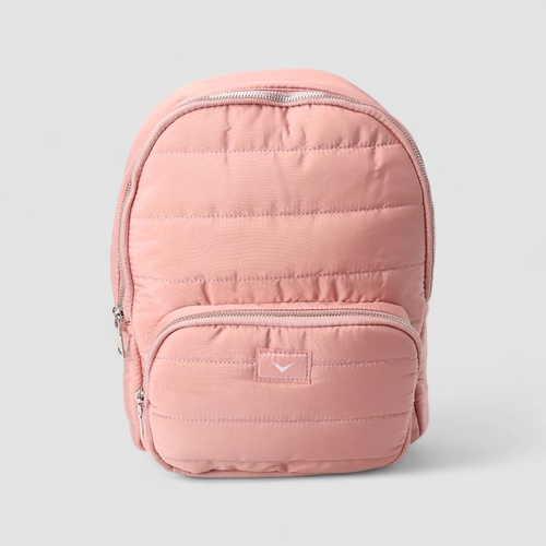 Mochila Feminina Vertus Média Puffer Bolso Frontal Rosa