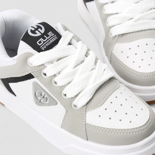 Tênis Casual Infantil Ollie Original Recortes Branco & Cinza