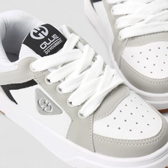 Tênis Casual Infantil Ollie Original Recortes Branco & Cinza