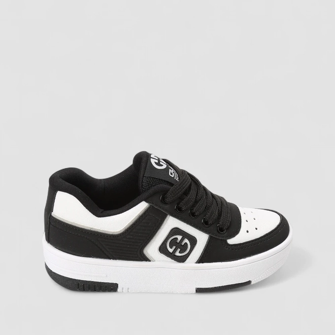 Tênis Casual Infantil Ollie Originals Nobuck Mesh Preto & Branco