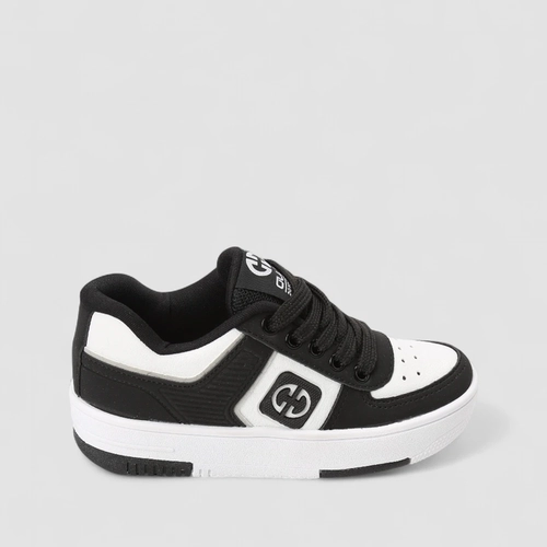 Tênis Casual Infantil Ollie Originals Nobuck Mesh Preto & Branco
