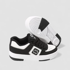 Tênis Casual Infantil Ollie Originals Nobuck Mesh Preto & Branco