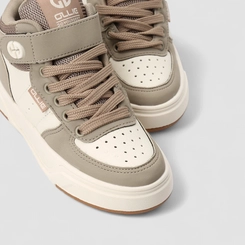 Tênis Casual Infantil Ollie Originals Cano Médio Nobuck Bege & Branco