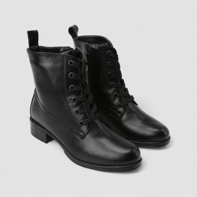 Bota Coturno Feminina Mooncity Cano Médio Preto
