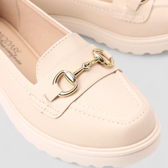 Mocassim Loafer Feminino Modare Tratorado Detalhe Fivela Off White
