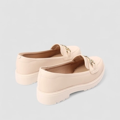 Mocassim Loafer Feminino Modare Tratorado Detalhe Fivela Off White