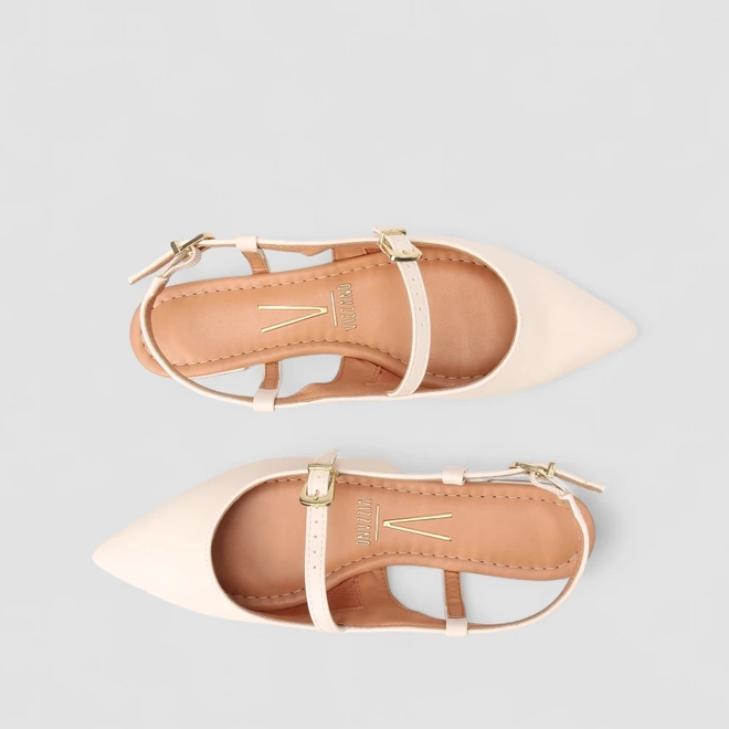 Sapatilha Boneca Slingback Feminina Vizzano Original Off White