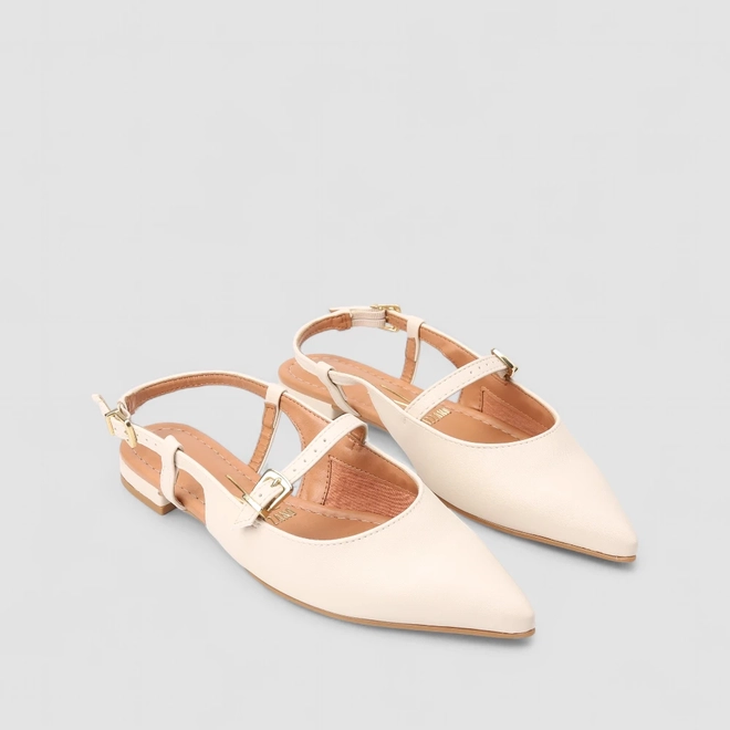 Sapatilha Boneca Slingback Feminina Vizzano Original Off White